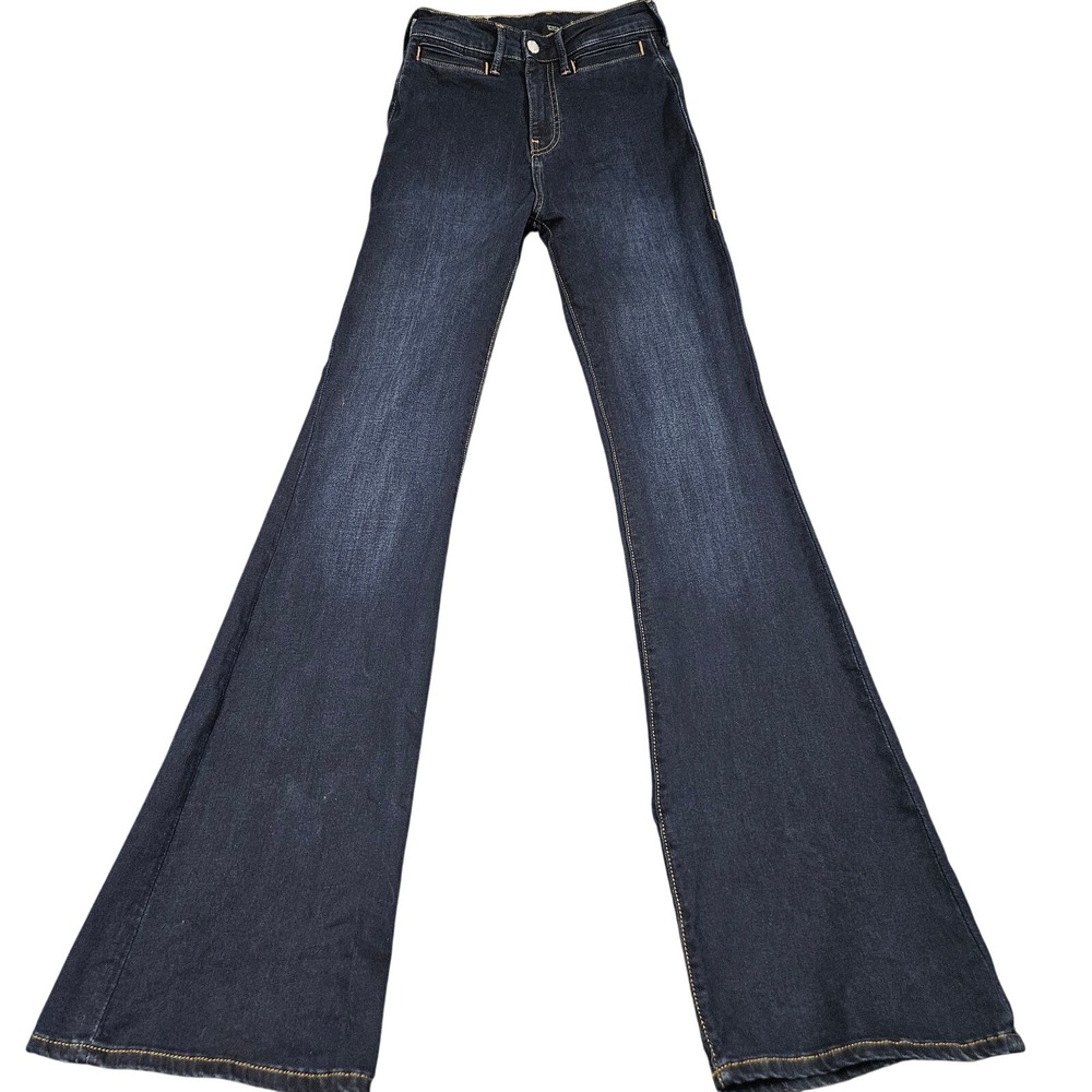 True Religion Fey Flare Jeans Womens 24 Blue High Rise Modern Denim Festival Y2K